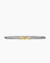 Buckle Classic Cable Bracelet in Sterling Silver with 18K Yellow Gold, 3mm